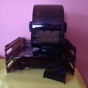 LAST WEEK... Amber Acrylic Rolodex, Card Holder and Two Tier Stackable Desk Tray